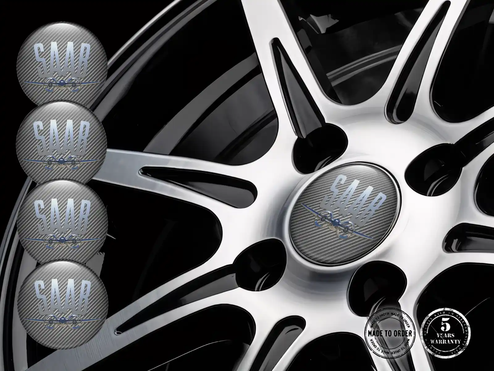 Saab Felgenaufkleber Marke Silikon-Dome-Sticker